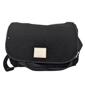 Herschel Sherpa Fleece Crossbody Shoulder Bag Black Velcro USED